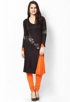 Ira Soleil Black Solid Kurtis