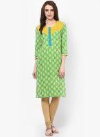 Jaipur Kurti Green Printed Kurta