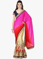 Janasya Beige Embroidered Saree