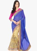 Janasya Blue Embroidered Saree