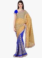 Janasya Blue Embroidered Saree