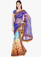 Janasya Blue Printed Saree