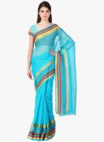 Janasya Blue Printed Saree