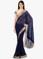 Janasya Blue Solid Saree