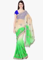 Janasya Green Embroidered Saree