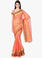 Janasya Peach Printed Saree