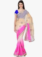 Janasya Pink Embroidered Saree