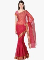 Janasya Pink Printed Saree