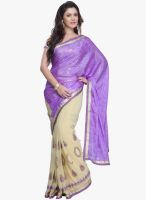 Janasya Purple Embroidered Saree