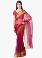 Janasya Purple Solid Saree