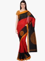 Janasya Red Printed Saree