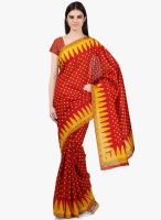 Janasya Red Printed Saree