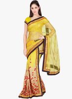 Janasya Yellow Printed Saree