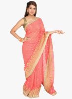 Jashn Peach Embellished Saree