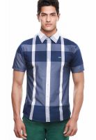 Jogur Checks Blue Slim Fit Casual Shirt