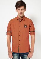 Jogur Checks Rust Casual Shirt