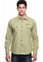 Jogur Solid Olive Slim Fit Casual Shirt