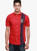 Jogur Solid Red Slim Fit Casual Shirt