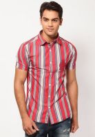 Jogur Striped Red Casual Shirt