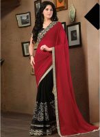 Kalista Fashions Black Embroidered Saree