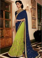 Kalista Fashions Green Embroidered Saree