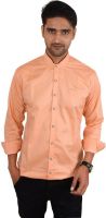 Kiez Men's Solid Casual Orange Shirt