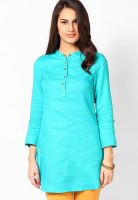 Kurti'S Aqua Blue Solid Kurtis