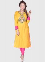 Kurti'S Yellow Solid Kurtis