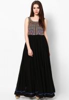 Label Ritu Kumar Black Colored Printed Maxi Dress