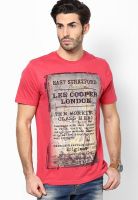 Lee Cooper Pink Printed Round Neck T-Shirts