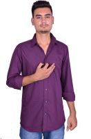 Lee Marc Men's Solid Casual Purple Shirt