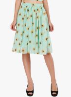 Lemon Chillo Green Flared Skirt