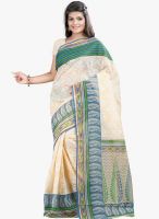Lookslady Beige Printed Saree