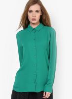MANGO-Outlet Mango Green Flowy Shirt