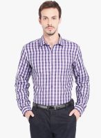 Mark Taylor Purple Checked Slim Fit Formal Shirt