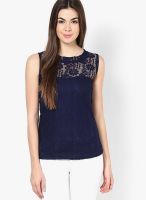 Mayra Navy Blue Embroidered Blouse