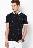 Monteil & Munero Navy Blue Printed Polo T-Shirts