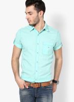 Mufti Solid Blue Casual Shirt