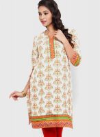 Mytri Orange Printed Kurta