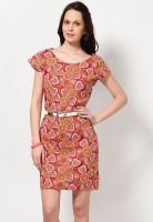 NINETEEN Cap Sleeve Printed Red Dress