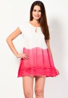 NOI Pink Colored Printed Skater Dress