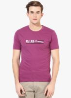 Okane Purple Solid Round Neck T-Shirt