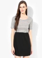 Only Grey Colored Solid Skater Dress