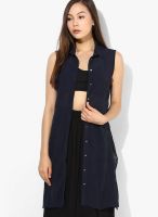 Only Navy Blue Solid Tunic