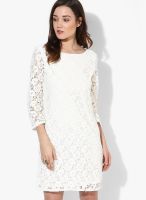 Only White Colored Solid Shift Dress