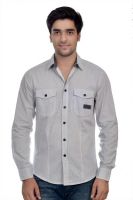 Parv Collections Men's Striped Casual White Shirt Parv Collections Men's Striped Casual White Shirt