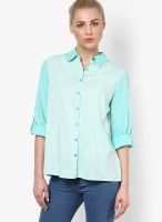 People Aqua Blue Solid Shirt