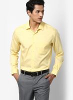 Peter England Yellow Striped Slim Fit Formal Shirt