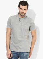 Proline Grey Melange Solid Polo T-Shirt