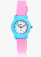 Q&Q Vr15j001y-Sor Pink/White Analog Watch